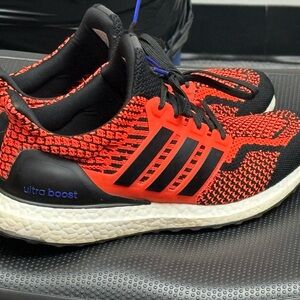 Adidas ULTRA BOOST Solar Red and Black Athletic Shoes with Boost Technology